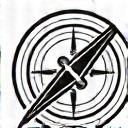 Icon representing a site survey with a compass and map